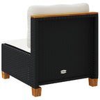 vidaXL Gartensofa ohne Armlehnen mit Kissen Schwarz Poly Rattan