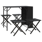 vidaXL 5-tlg. Garten-Essgruppe Faltbar Schwarz Poly Rattan