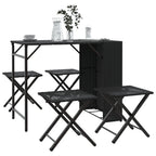 vidaXL 5-tlg. Garten-Essgruppe Faltbar Schwarz Poly Rattan