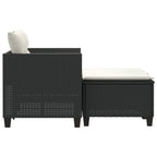 vidaXL Gartensofa 2-Sitzer mit Hockern Schwarz Poly Rattan