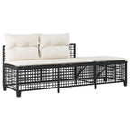 vidaXL 3-tlg. Garten-Ecksofa-Set mit Kissen Schwarz Poly Rattan