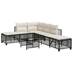 vidaXL 3-tlg. Garten-Ecksofa-Set mit Kissen Schwarz Poly Rattan