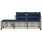 vidaXL 3-teiliges Ecksofa-Set für den Garten mit Kissen, grau, Polyrattan