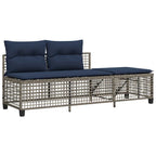 vidaXL 3-teiliges Ecksofa-Set für den Garten mit Kissen, grau, Polyrattan