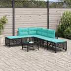 vidaXL 3-teiliges Ecksofa-Set für den Garten mit Kissen, schwarzes Polyrattan
