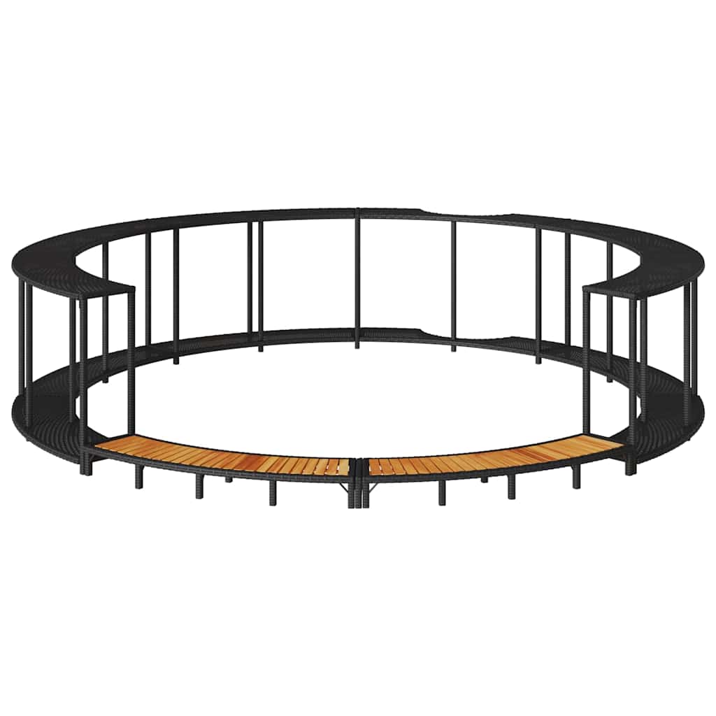 vidaXL Whirlpool-Umrandung mit Stauraum Holztreppe Schwarz Poly Rattan