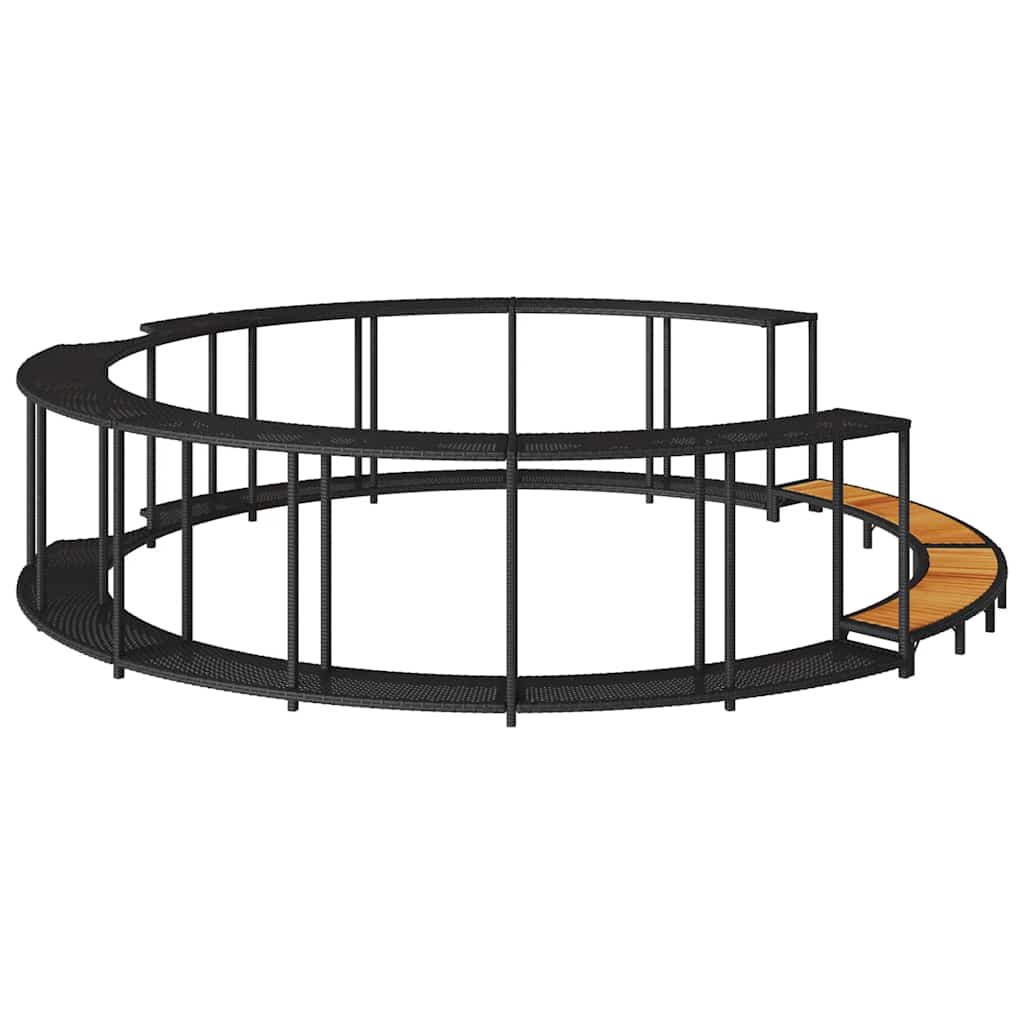 vidaXL Whirlpool-Umrandung mit Stauraum Holztreppe Schwarz Poly Rattan
