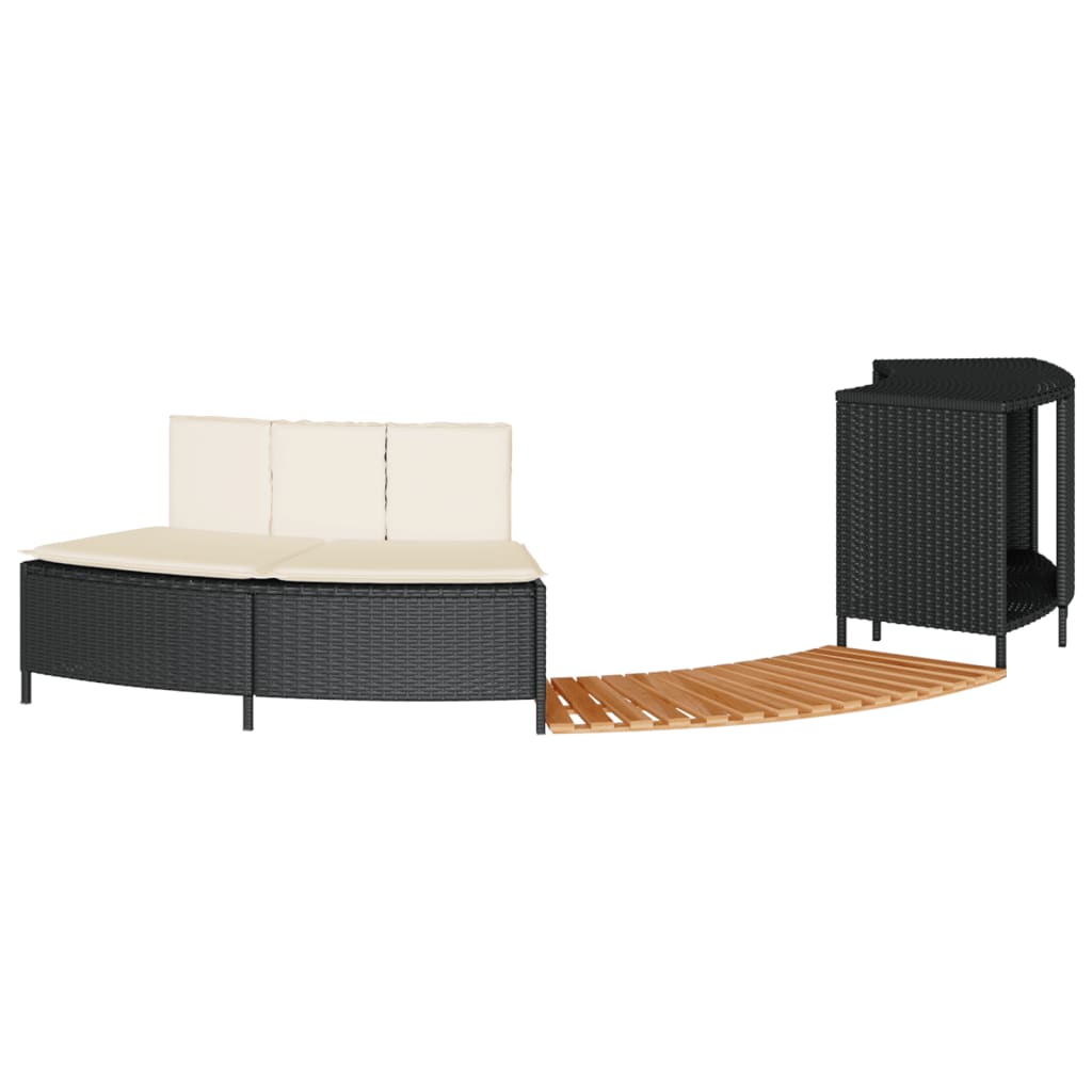 vidaXL Whirlpool-Umrandung Schwarz Poly-Rattan und Massivholz Akazie