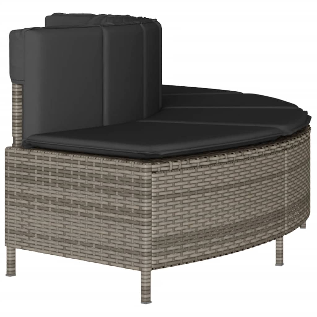 vidaXL Whirlpool-Bänke mit Auflagen 2 Stk. Grau Poly Rattan