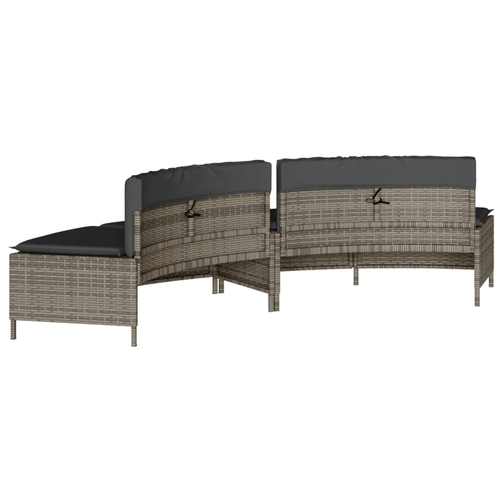 vidaXL Whirlpool-Bänke mit Auflagen 2 Stk. Grau Poly Rattan