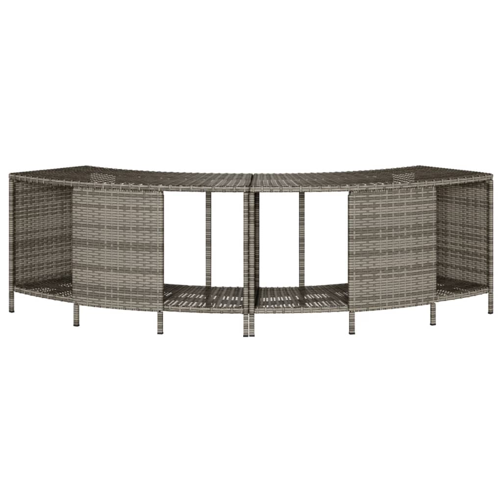 vidaXL Outdoor-Regale für Whirlpool 2 Stk. Grau Poly Rattan