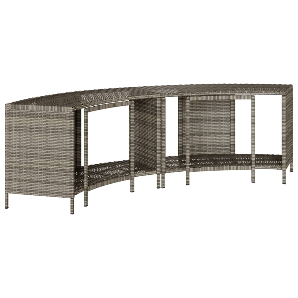 vidaXL Outdoor-Regale für Whirlpool 2 Stk. Grau Poly Rattan
