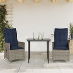 vidaXL Gartenstühle Verstellbar 2 Stk. mit Kissen Grau Poly Rattan