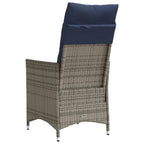 vidaXL Gartenstühle Verstellbar 2 Stk. mit Kissen Grau Poly Rattan