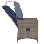 vidaXL 3-teiliges Bistro-Set mit Kissen Grau Poly Rattan