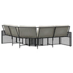 vidaXL Gartensofa in L-Form mit Kissen und Fußbank Schwarz Poly Rattan