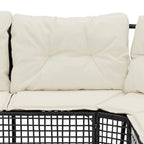 vidaXL Gartensofa in L-Form mit Kissen und Fußbank Schwarz Poly Rattan