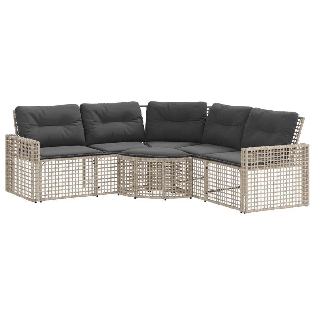 vidaXL Gartensofa in L-Form mit Kissen und Fußbank Hellgrau Polyrattan