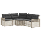 vidaXL Gartensofa in L-Form mit Kissen und Fußbank Hellgrau Polyrattan