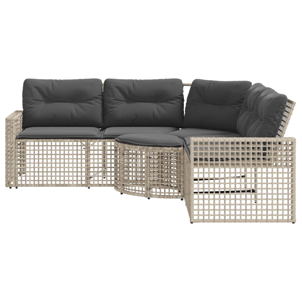 vidaXL Gartensofa in L-Form mit Kissen und Fußbank Hellgrau Polyrattan