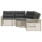 vidaXL Gartensofa in L-Form mit Kissen und Fußbank Hellgrau Polyrattan