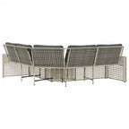 vidaXL Gartensofa in L-Form mit Kissen und Fußbank Hellgrau Polyrattan