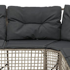 vidaXL Gartensofa in L-Form mit Kissen und Fußbank Hellgrau Polyrattan