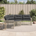 vidaXL Gartensofa in L-Form mit Kissen und Fußbank Hellgrau Polyrattan