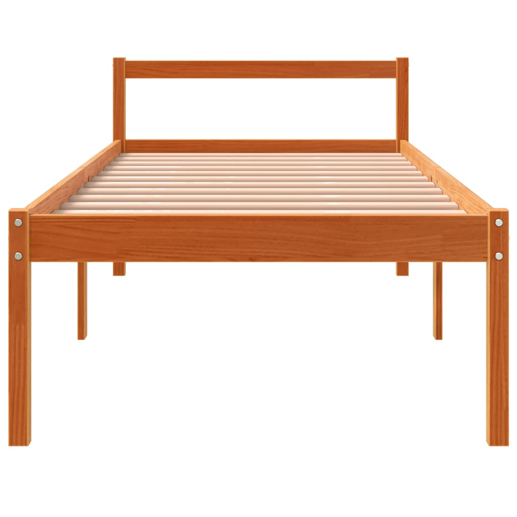 vidaXL Seniorenbett Wachsbraun 75x190 cm Massivholz Kiefer