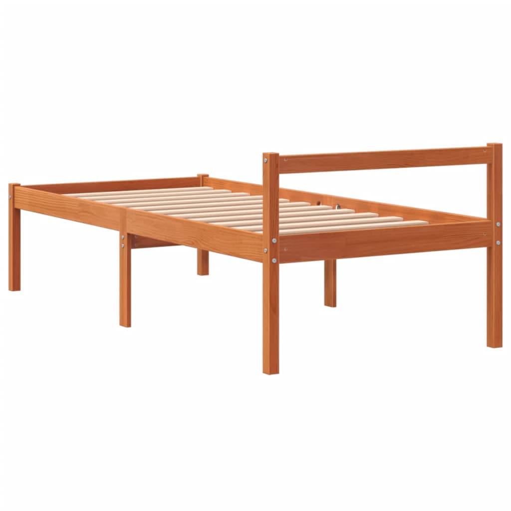 vidaXL Seniorenbett Wachsbraun 75x190 cm Massivholz Kiefer