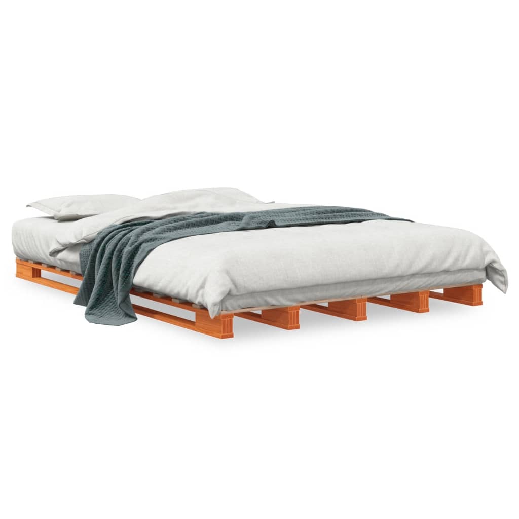 vidaXL Palettenbett Wachsbraun 140x200 cm Massivholz Kiefer
