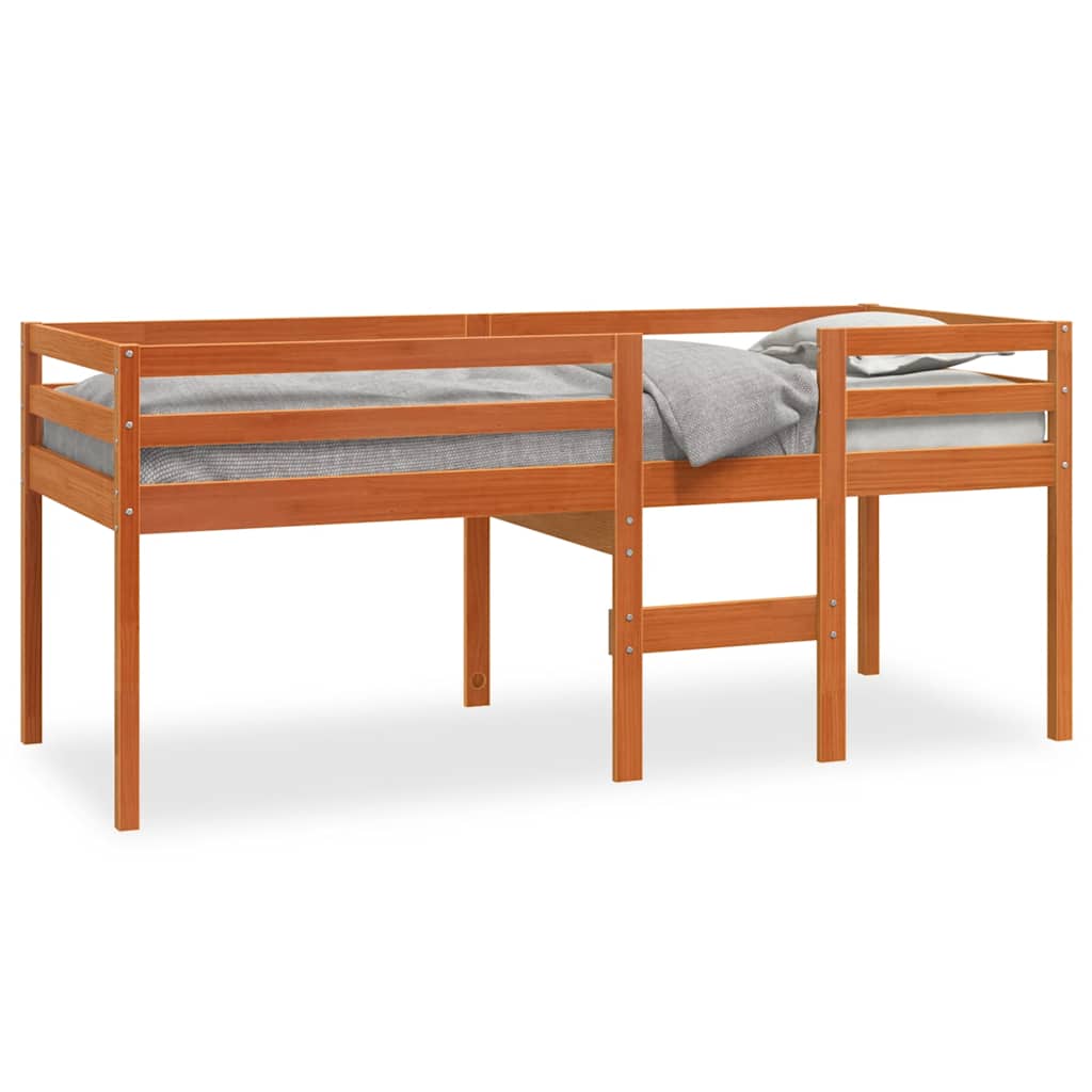 vidaXL Hochbett Wachsbraun 90x200 cm Massivholz Kiefer