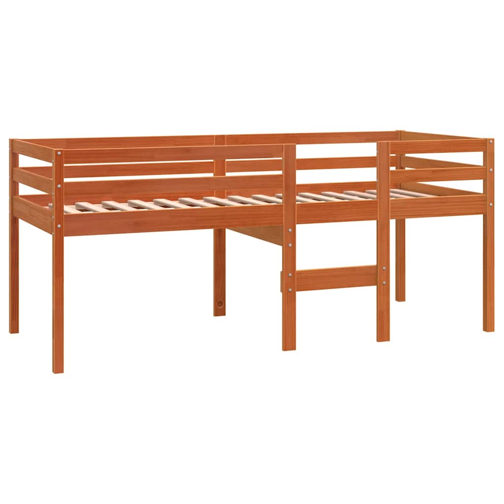 vidaXL Hochbett Wachsbraun 90x200 cm Massivholz Kiefer