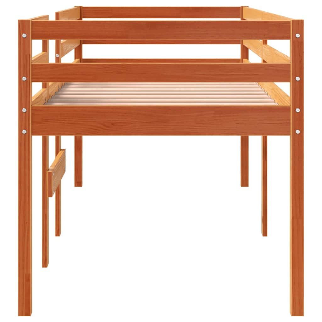vidaXL Hochbett Wachsbraun 90x200 cm Massivholz Kiefer