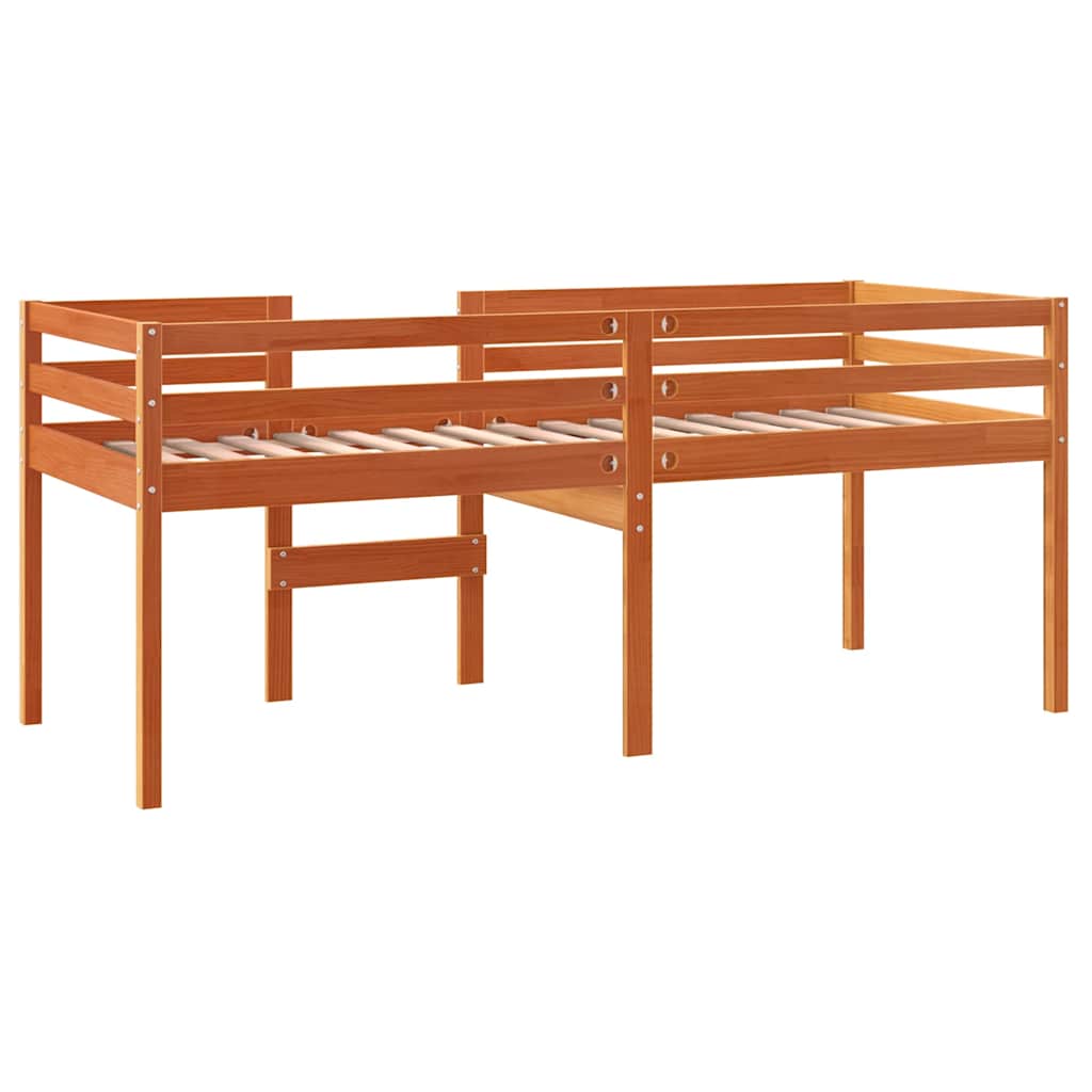 vidaXL Hochbett Wachsbraun 90x200 cm Massivholz Kiefer