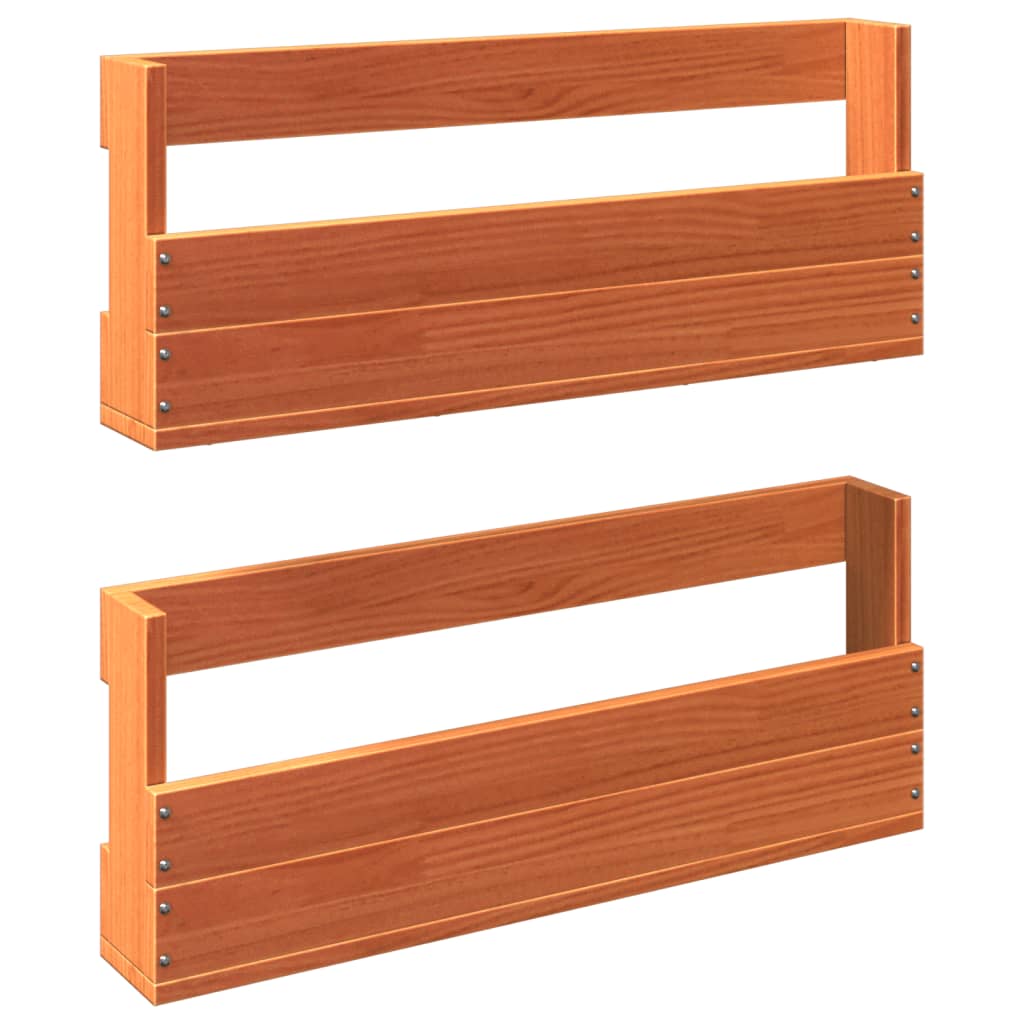 vidaXL Wand-Schuhregale 2 Stk. Wachsbraun 59x8,5x23,5 cm Massivholz