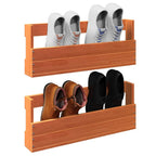 vidaXL Wand-Schuhregale 2 Stk. Wachsbraun 59x8,5x23,5 cm Massivholz