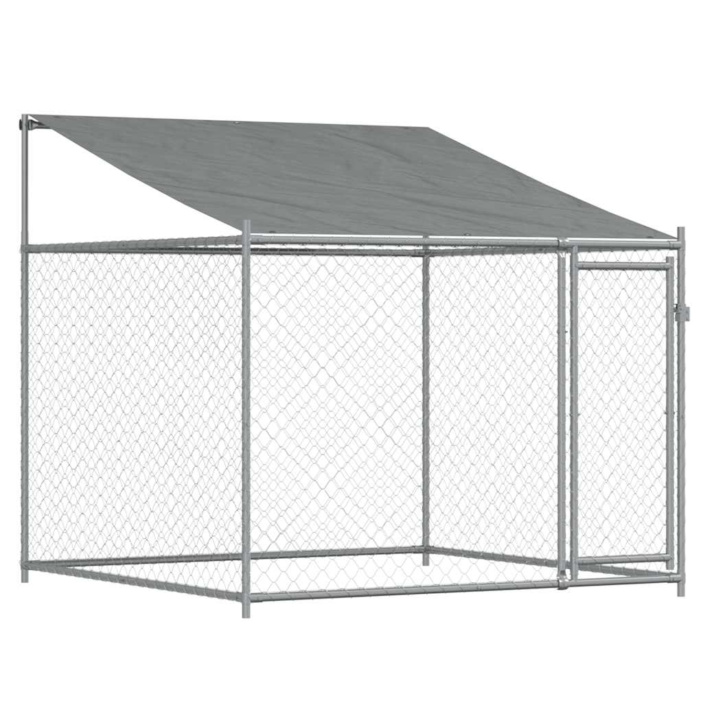 vidaXL Hundezwinger mit Dach und Tür Grau 2x2x2 m Verzinkter Stahl