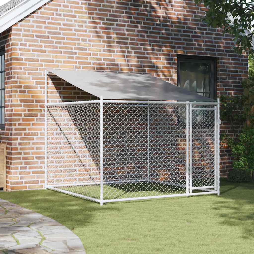 vidaXL Hundezwinger mit Dach und Tür Grau 2x2x2 m Verzinkter Stahl