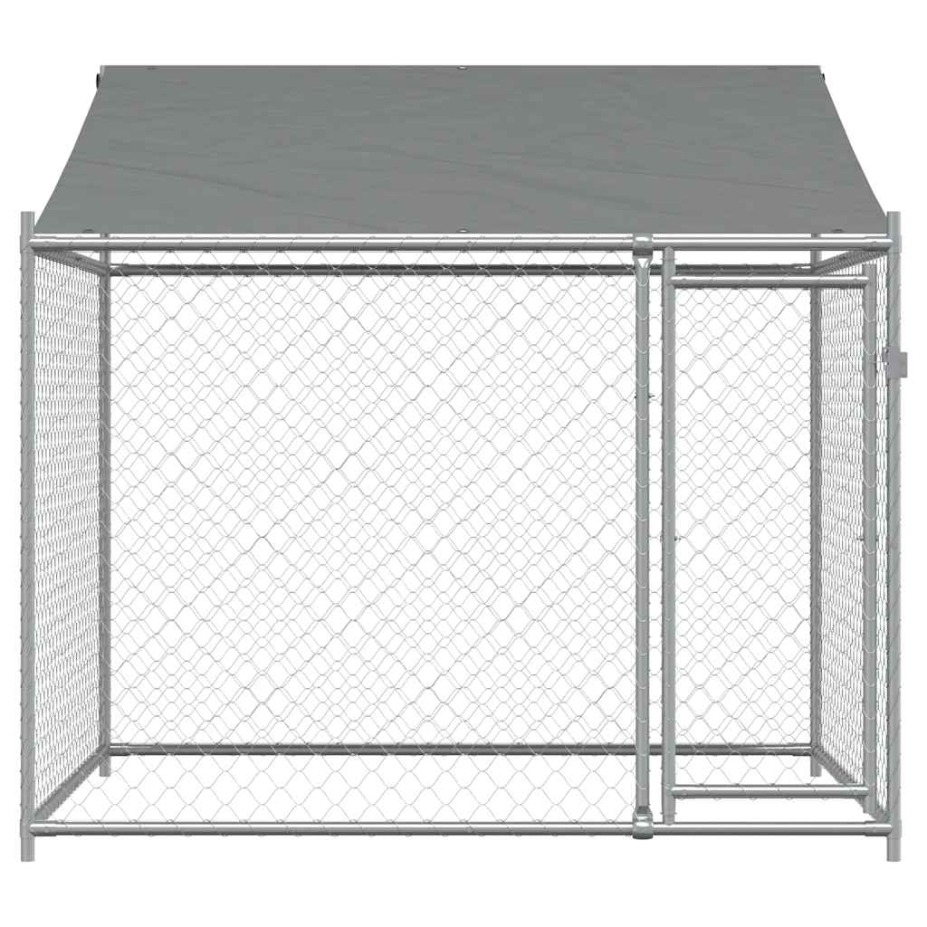 vidaXL Hundezwinger mit Dach und Tür Grau 2x2x2 m Verzinkter Stahl