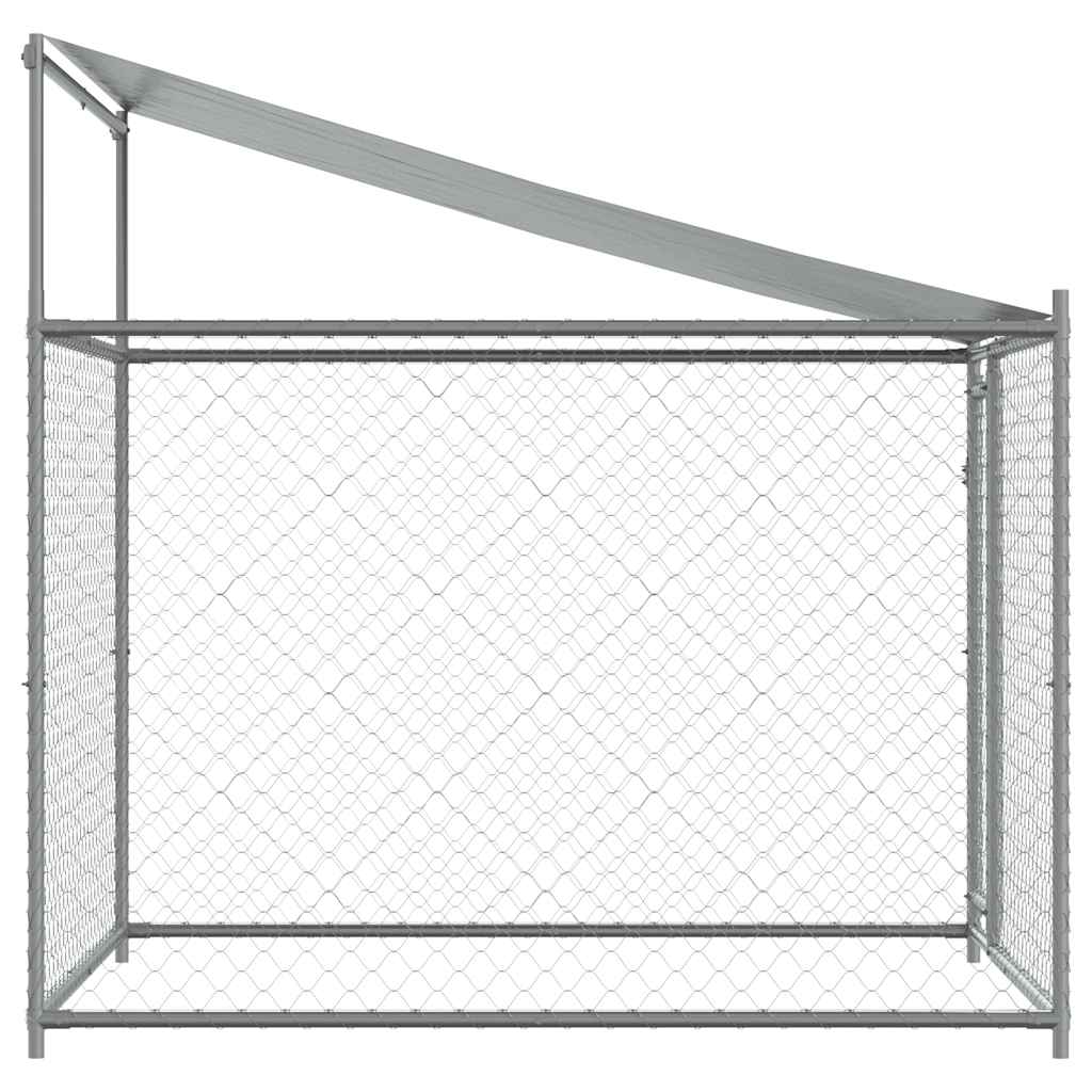 vidaXL Hundezwinger mit Dach und Tür Grau 2x2x2 m Verzinkter Stahl