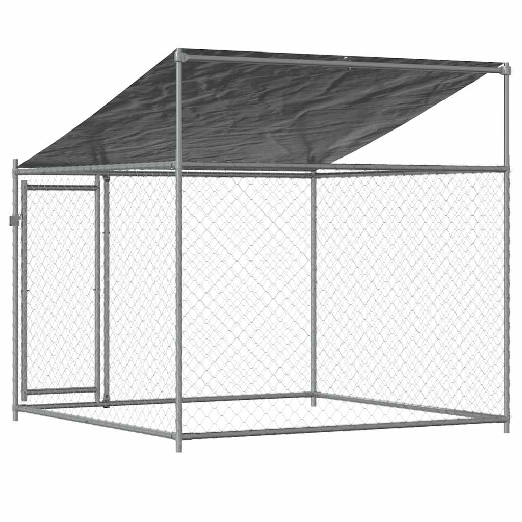 vidaXL Hundezwinger mit Dach und Tür Grau 2x2x2 m Verzinkter Stahl