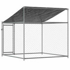 vidaXL Hundezwinger mit Dach und Tür Grau 2x2x2 m Verzinkter Stahl