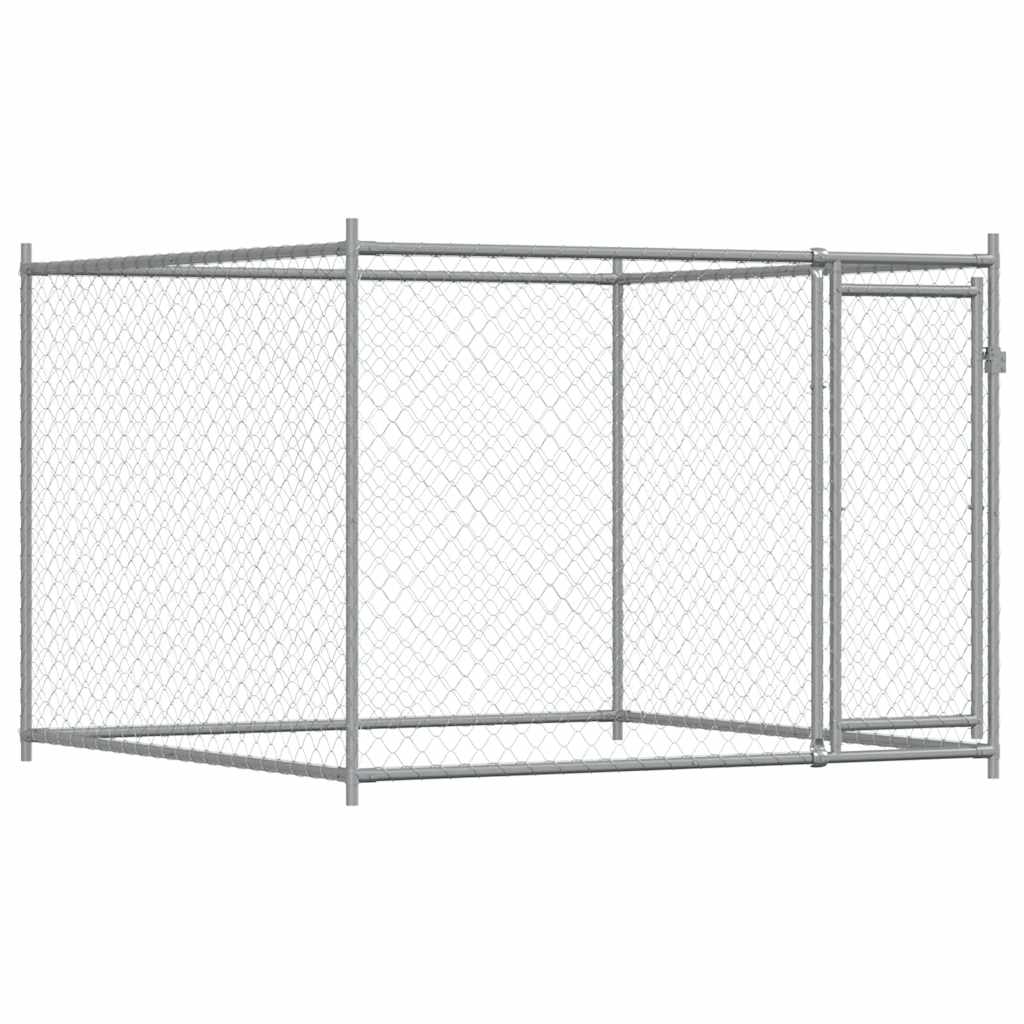 vidaXL Hundezwinger mit Tür Grau 2x2x1,5 m Verzinkter Stahl