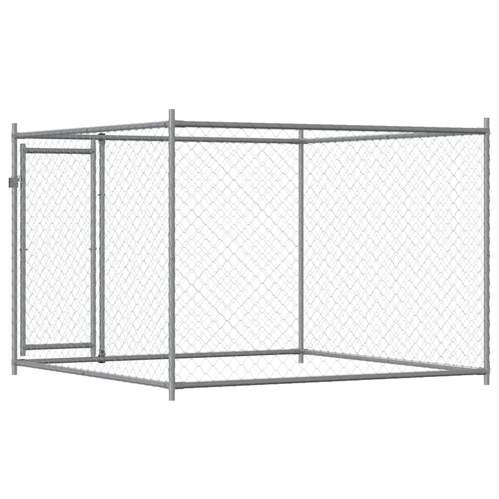 vidaXL Hundezwinger mit Tür Grau 2x2x1,5 m Verzinkter Stahl