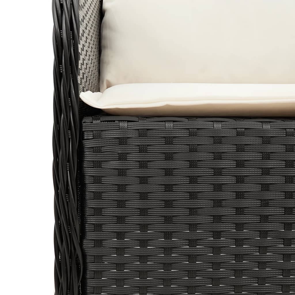 vidaXL 3-tlg. Garten-Essgruppe mit Kissen Schwarz Poly Rattan