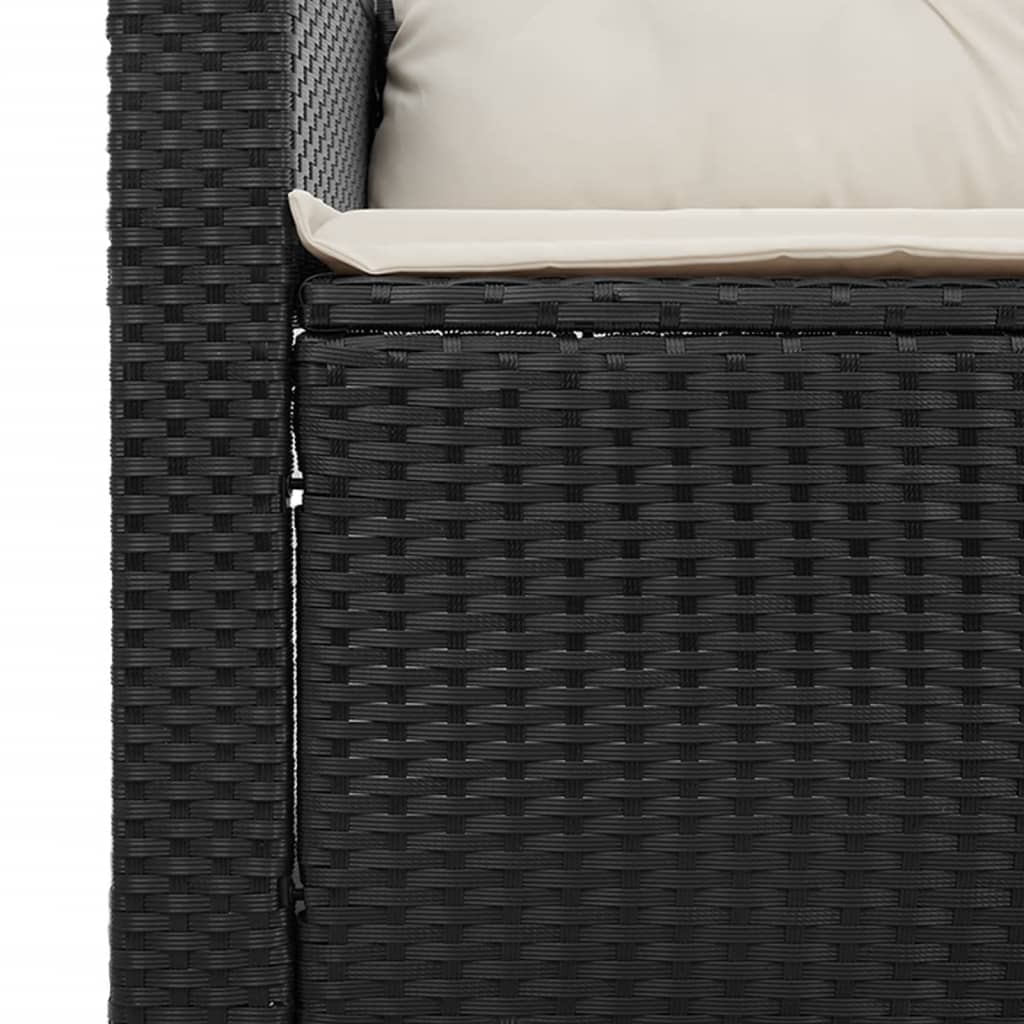 vidaXL 5tlg. Garten-Sofagarnitur mit Kissen Schwarz Poly Rattan Akazie