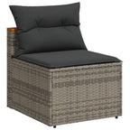 vidaXL 5-tlg. Garten-Sofagarnitur mit Kissen Grau Poly Rattan Akazie