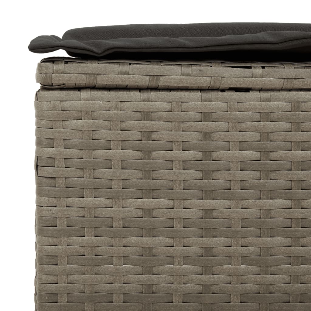 vidaXL 5-tlg. Garten-Sofagarnitur mit Kissen Grau Poly Rattan Akazie