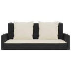 vidaXL Schaukelbank mit Kissen Schwarz 119 x 56 x 48 cm Poly Rattan